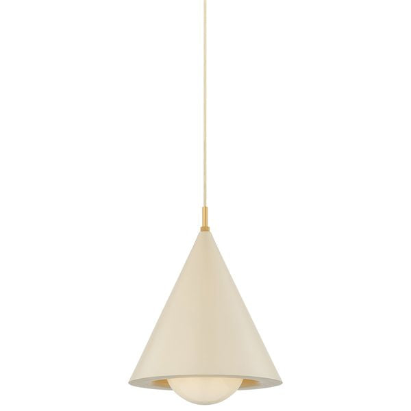 Jolene Bowl Pendant, Aged Brass/Textured Bisque