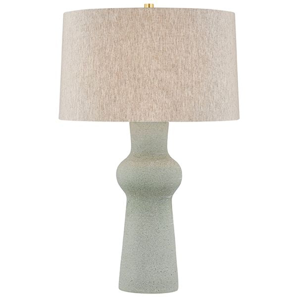 Moodus Tischlampe, Aged Brass/Ceramic Parrish Blau