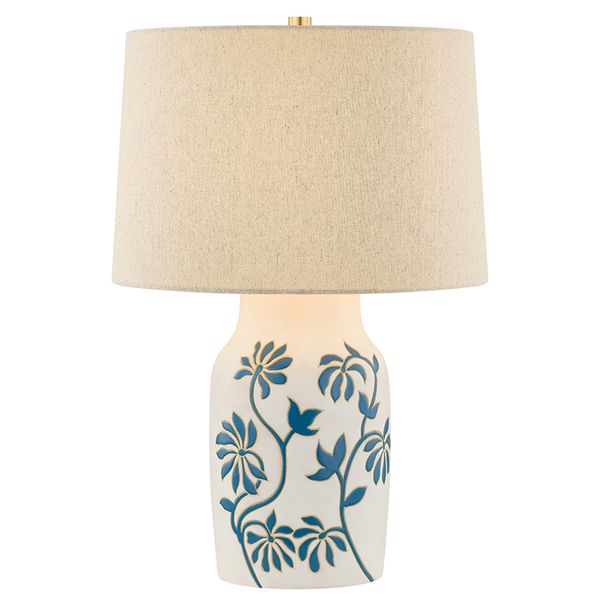 Shavani Tischlampe, Aged Brass/Ceramic Honeydew