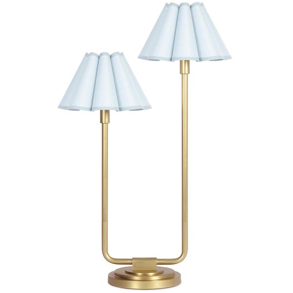 Polly Double Arm Tischlampe, Natur Brass/Oyster